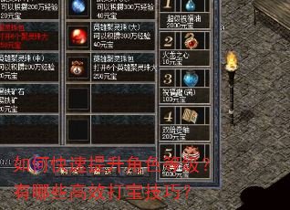 如何快速提升角色等级?有哪些高效打宝技巧? 如何快速提升角色等级?有哪些高效打宝技巧?