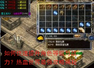 如何快速提升角色等级与战力?热血世界最强攻略揭秘 如何快速提升角色等级与战力?热血世界最强攻略揭秘
